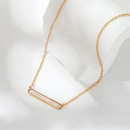 Shell Bar Pendant Necklace | 18K Gold Plated