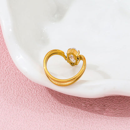 Double-layer CZ Ring | 18K Gold Plated