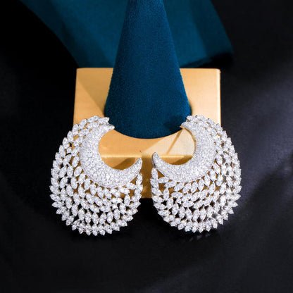 Moon Shape Cubic Zirconia Drop Earrings
