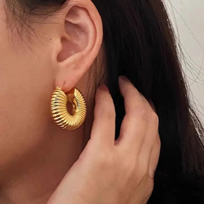 Spiral Hoop 18K Gold Plated Chunky Earrings