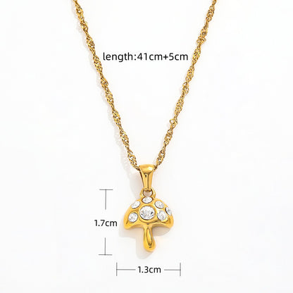 Mushroom CZ Pendant Necklace & Earrings