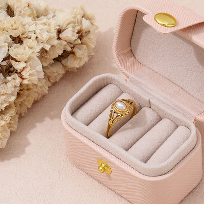Vintage Style Pearl Ring | 18K Gold Plated