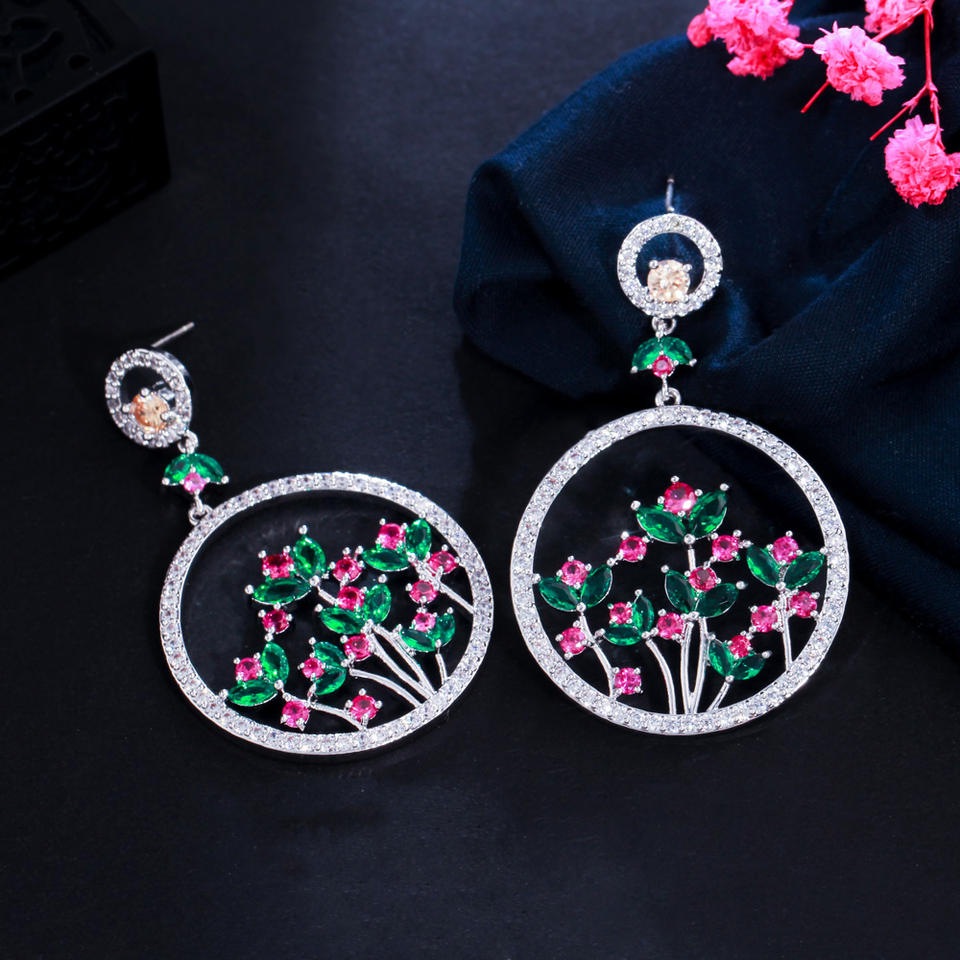 Flowers Pattern Round Earrings