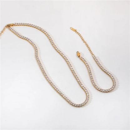 Tennis Cubic Zirconia 18K Gold Plated Set