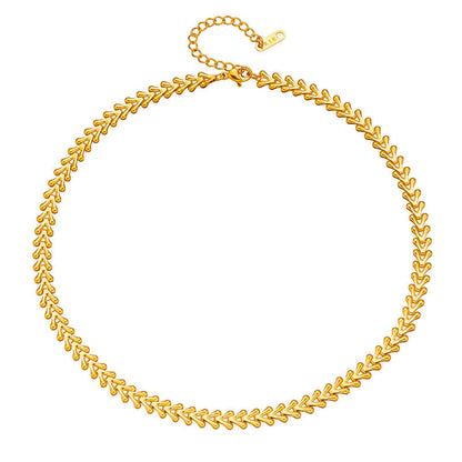 Leaf Style Necklace and Bracelet | 18K Gold Plated