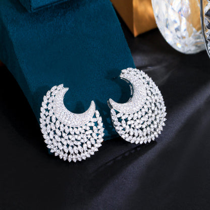 Moon Shape Cubic Zirconia Drop Earrings