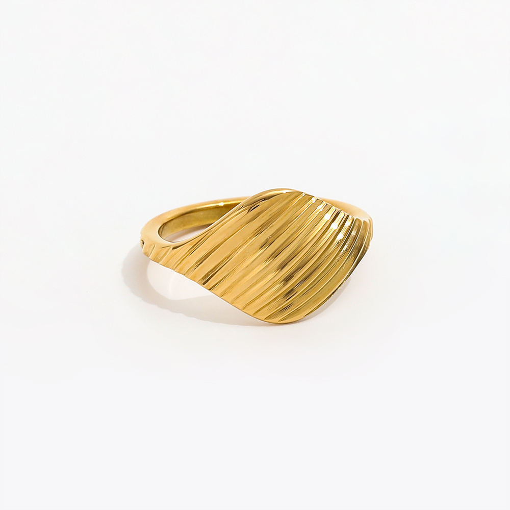 Twill Line Band Ring | 18K Gold Plated