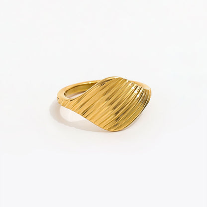 Twill Line Band Ring | 18K Gold Plated