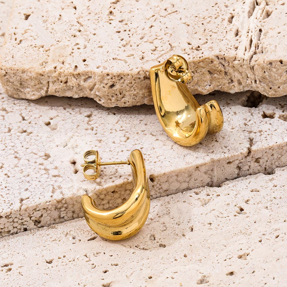 Double-layer C Shaped Earrings | 18K Gold Plated