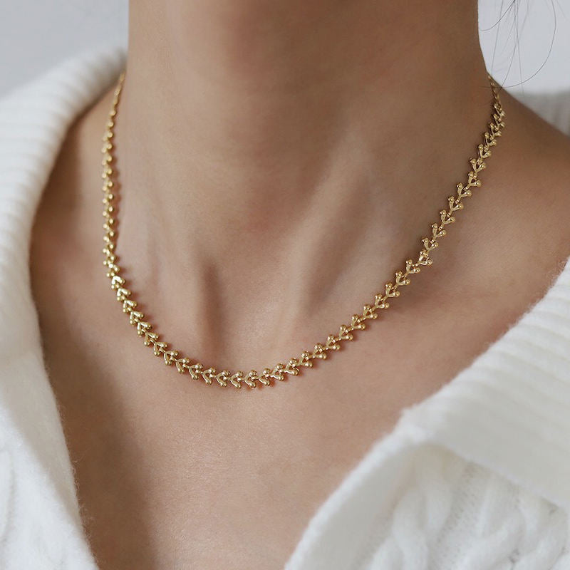 Leaf Style Necklace and Bracelet | 18K Gold Plated