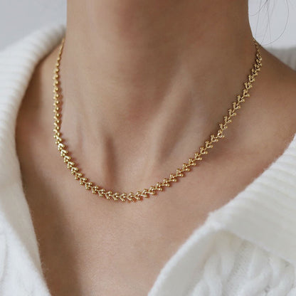 Leaf Style Necklace and Bracelet | 18K Gold Plated