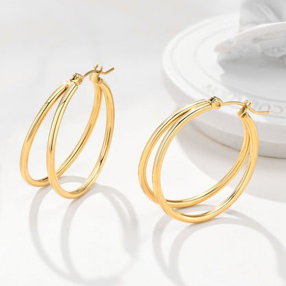 Hollow Tube 18K Gold Plated Hoop Earrings
