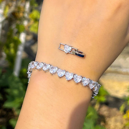 Love Heart Shape Tennis Bracelet | Cubic Zirconia