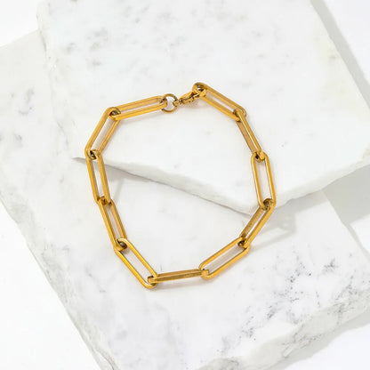 Paper Clip Adjustable 18K Gold Plated Bracelet