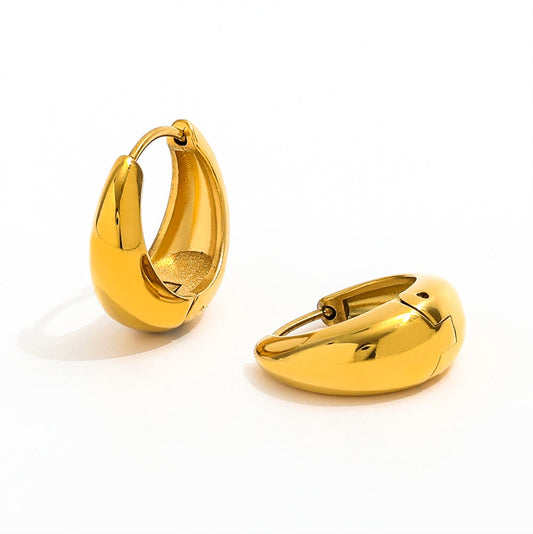 Chunky Huggie Earrings | 18K Gold Plated