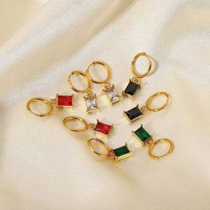 Mini Rectangle 18K Gold Plated Hoop Earrings