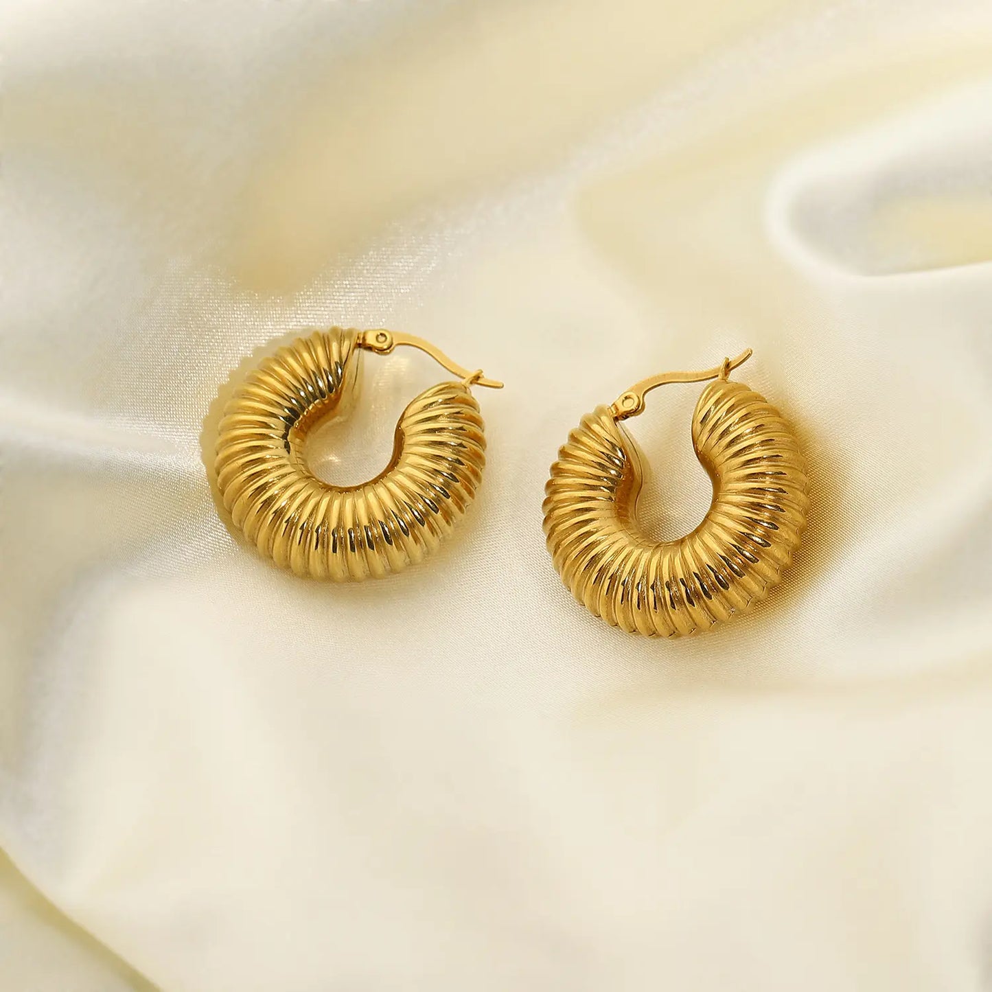 Spiral Hoop 18K Gold Plated Chunky Earrings