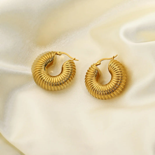 Spiral Hoop 18K Gold Plated Chunky Earrings