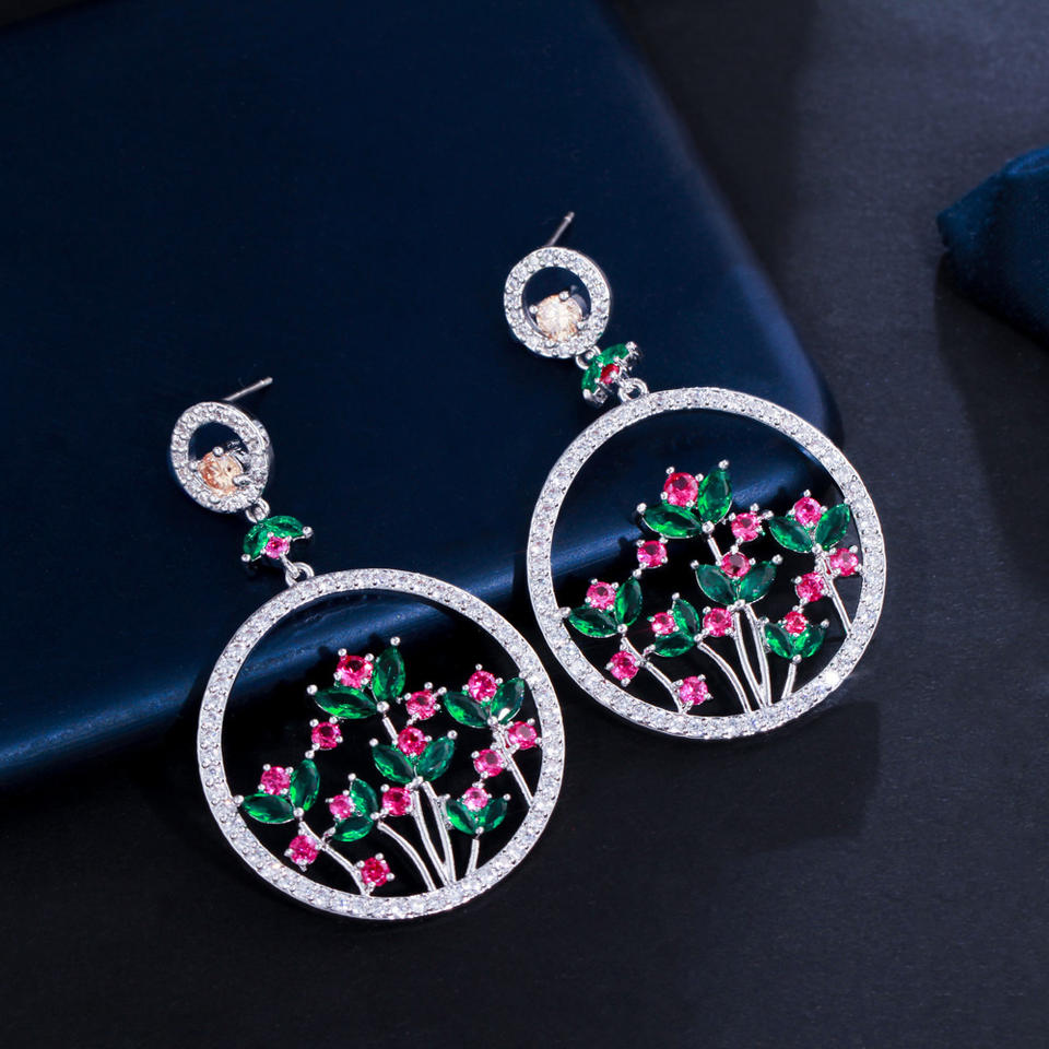 Flowers Pattern Round Earrings