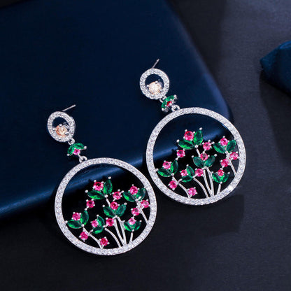 Flowers Pattern Round Earrings