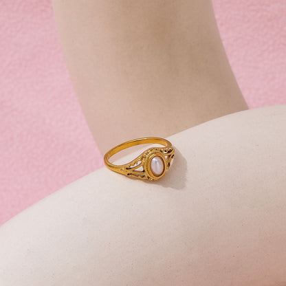 Vintage Style Pearl Ring | 18K Gold Plated