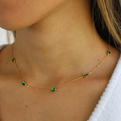 Green CZ Emerald Necklace & Bracelet