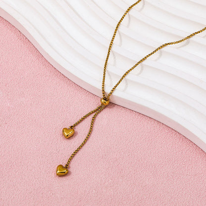 Heart Pendant Tassel Necklace | 18K Gold Plated