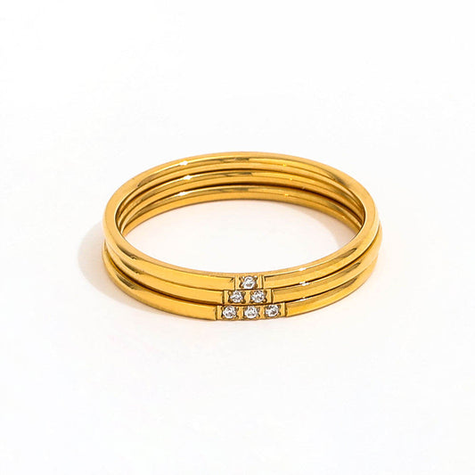 3pcs/set Dainty Zirconia Ring | 18K Gold Plated
