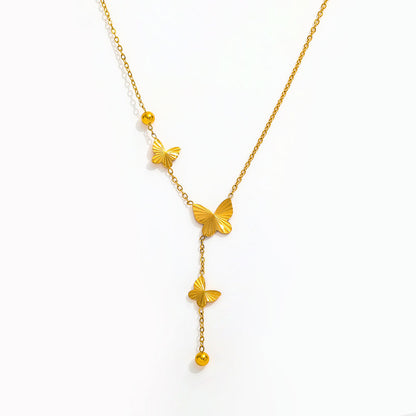 Butterfly Pendant Tassel Necklace | 18K Gold Plated