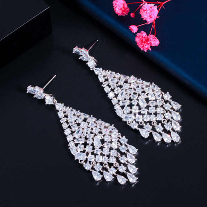 Long Chandelier Earrings | Cubic Zirconia