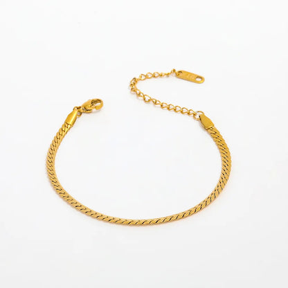 Herringbone 18K Gold Plated Chain Bracelet