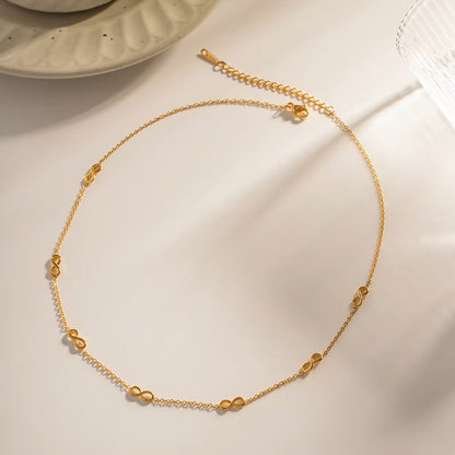 Infinity Sign Necklace and Bracelet | 18K Gold Plated