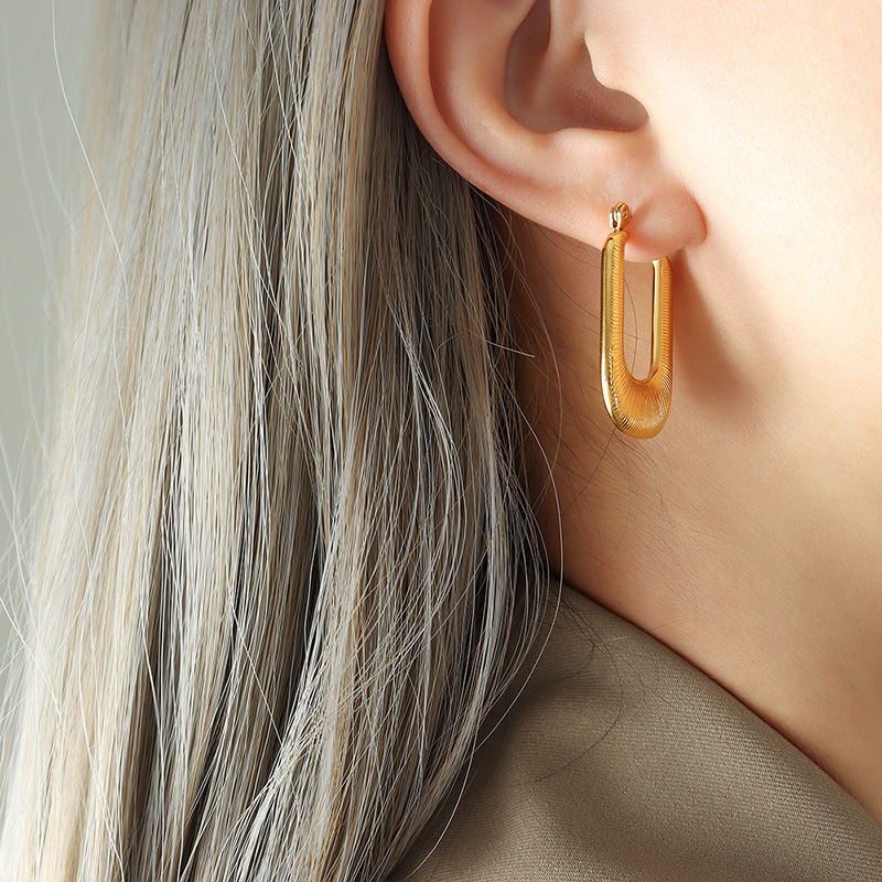 U-shaped 18K Gold Plated Hoop Earrings