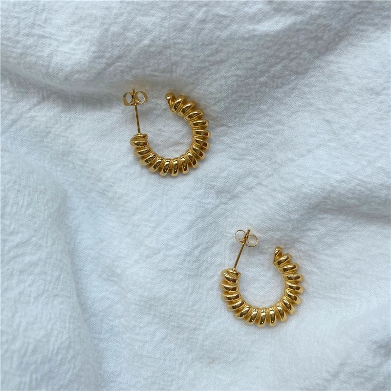 Simple C Shaped 18K Gold Plated Earrings