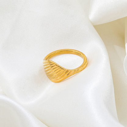 Twill Line Band Ring | 18K Gold Plated