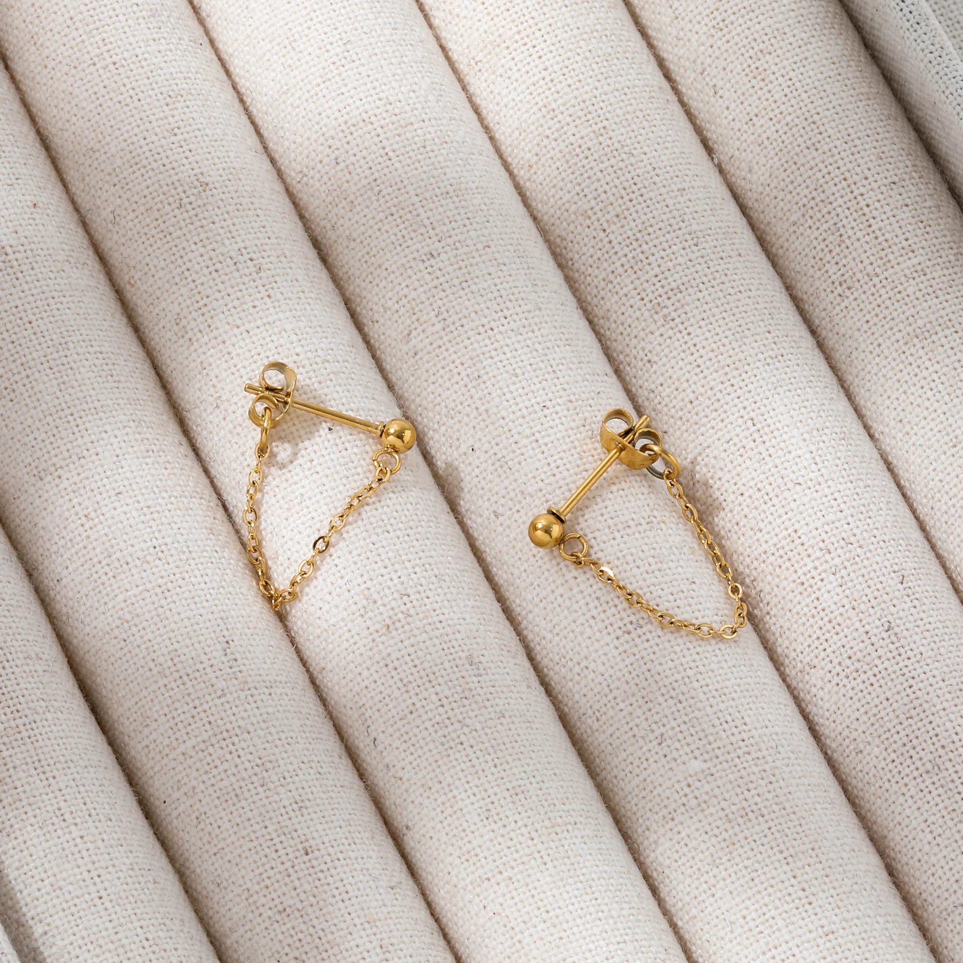 Chain Drop 18K Gold Plated Stud Earrings