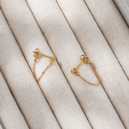 Chain Drop 18K Gold Plated Stud Earrings