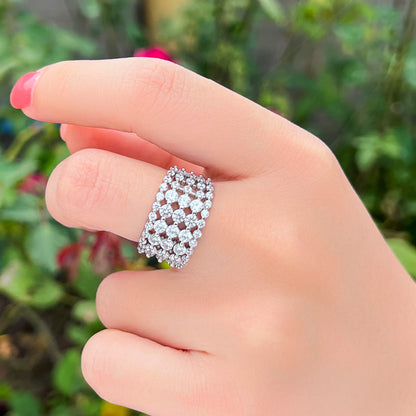 Tennis Paved Adjustable CZ Ring