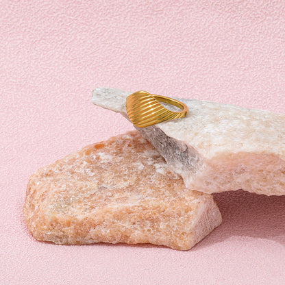 Twill Line Band Ring | 18K Gold Plated
