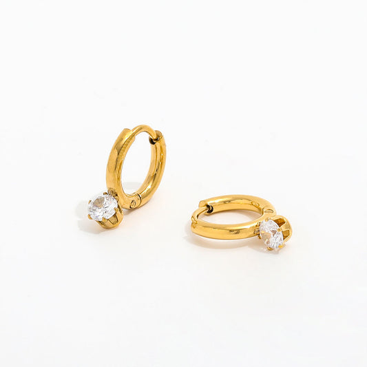 CZ Huggie Earrings | 18K Gold Plated