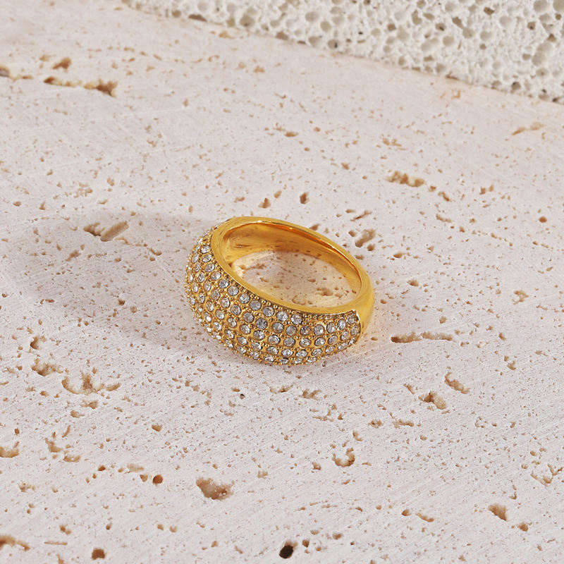 Micro Pave CZ Dome Ring | 18K Gold Plated