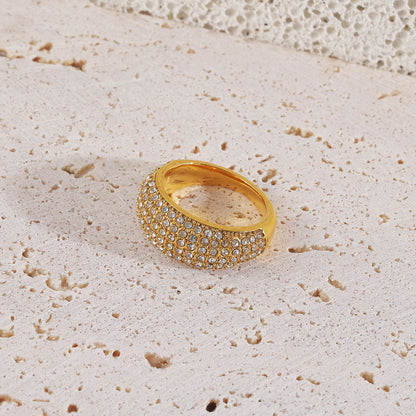 Micro Pave CZ Dome Ring | 18K Gold Plated