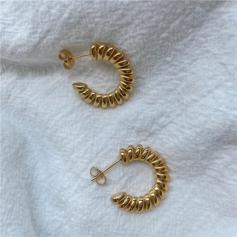 Simple C Shaped 18K Gold Plated Earrings