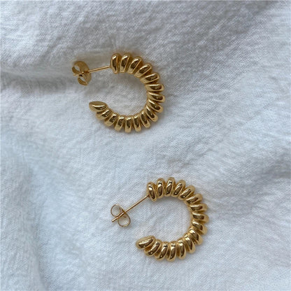 Simple C Shaped 18K Gold Plated Earrings