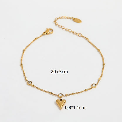 Heart Charm CZ Anklet | 18K Gold Plated