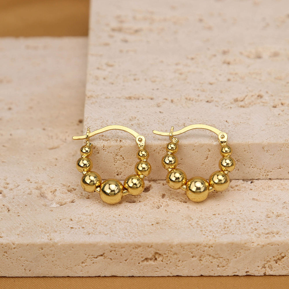 Gradient Beads Hoop Earrings | 18K Gold Plated
