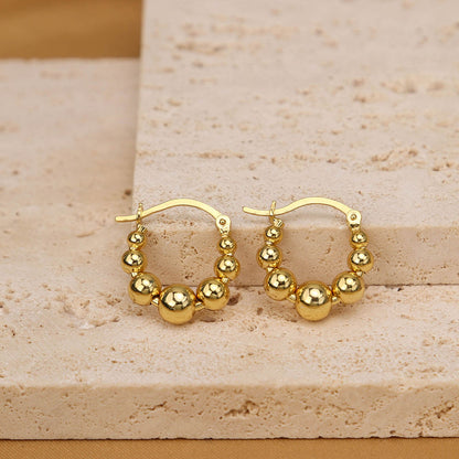 Gradient Beads Hoop Earrings | 18K Gold Plated