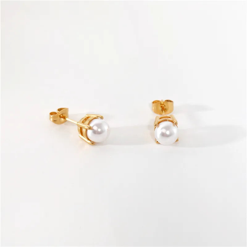 Pearl 18K Gold Plated Stud Earrings