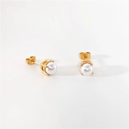 Pearl 18K Gold Plated Stud Earrings