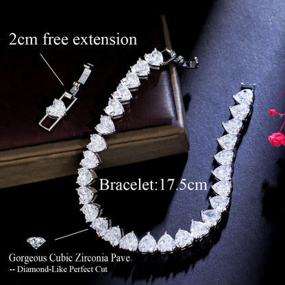 Love Heart Shape Tennis Bracelet | Cubic Zirconia